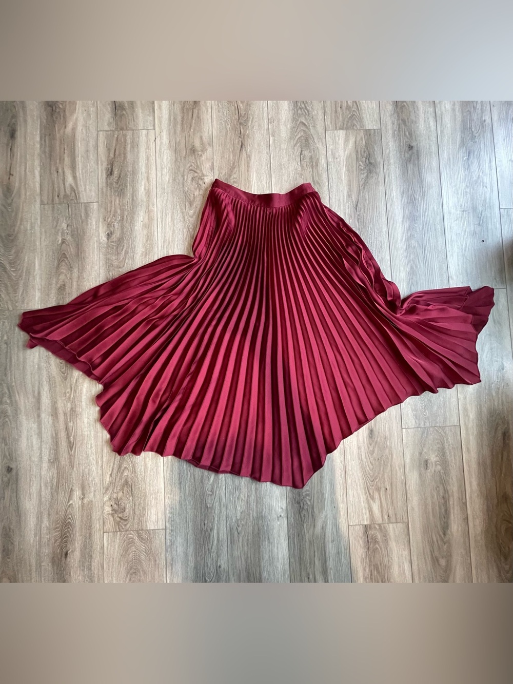Ultra Pink Pleated Burgundy Maxi Skirt - Women's A-Line -S